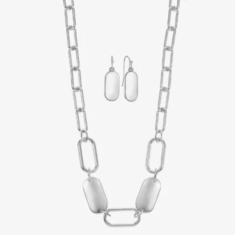 Liz Claiborne Textured Paperclip Collar Necklace & Drop Earring Womens 2-pc. Jewelry Set