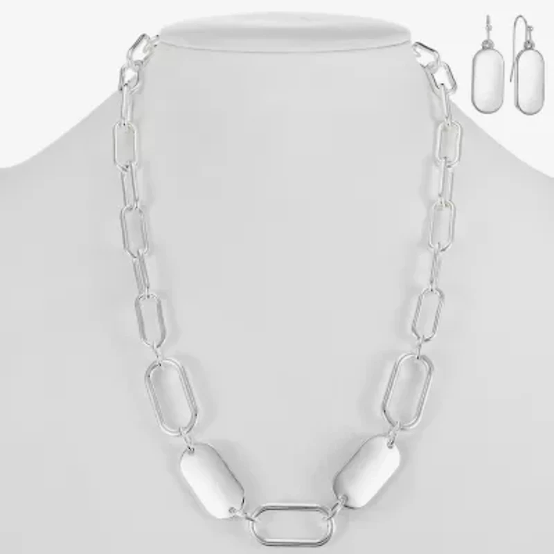 Liz Claiborne Textured Paperclip Collar Necklace & Drop Earring Womens 2-pc. Jewelry Set