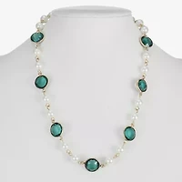 Liz Claiborne Gold Tone Beaded Womens 17 Inch Collar Necklace