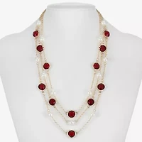 Liz Claiborne Gold Tone Multi Strand Womens 18 Inch Statement Necklace