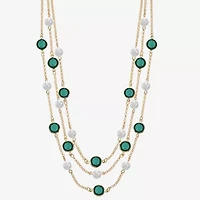 Liz Claiborne Gold Tone Multi Strand Womens 18 Inch Statement Necklace