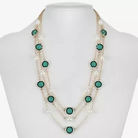 Liz Claiborne Gold Tone Multi Strand Womens 18 Inch Statement Necklace