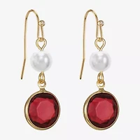 Liz Claiborne Gold Tone Beaded Womens Simulated Pearl Round Drop Earrings