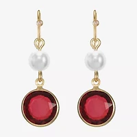 Liz Claiborne Gold Tone Beaded Womens Simulated Pearl Round Drop Earrings