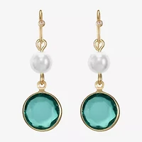 Liz Claiborne Gold Tone Beaded Womens Simulated Pearl Round Drop Earrings