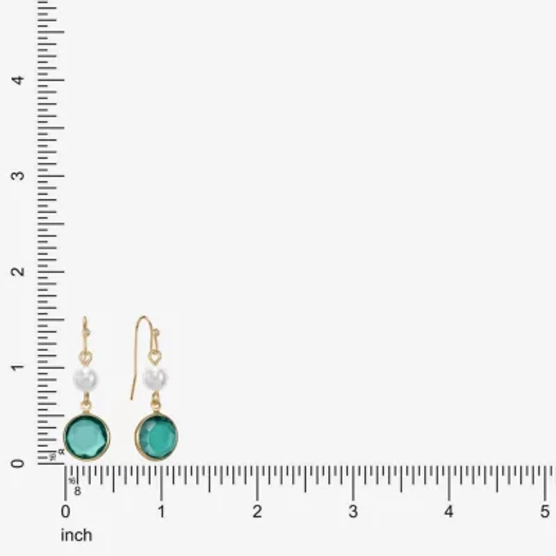 Liz Claiborne Gold Tone Beaded Womens Simulated Pearl Round Drop Earrings
