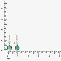 Liz Claiborne Gold Tone Beaded Womens Simulated Pearl Round Drop Earrings