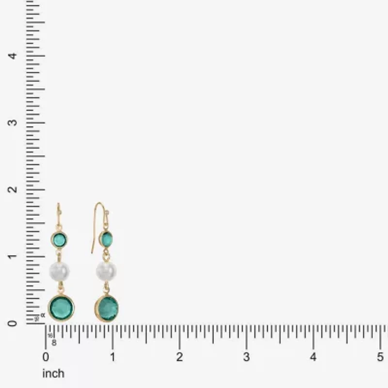 Liz Claiborne Gold Tone Beaded Womens Simulated Pearl Round Drop Earrings