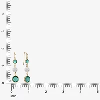 Liz Claiborne Gold Tone Beaded Womens Simulated Pearl Round Drop Earrings