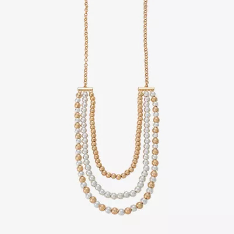 Liz Claiborne Two Tone Beaded Womens 18 Inch Collar Necklace