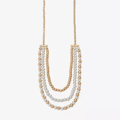 Liz Claiborne Two Tone Beaded Womens 18 Inch Collar Necklace