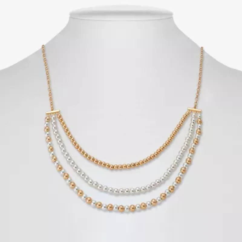 Liz Claiborne Two Tone Beaded Womens 18 Inch Collar Necklace