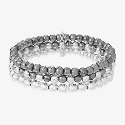 Liz Claiborne Two Tone Beaded Stretch Womens 3-pc. Bracelet Set