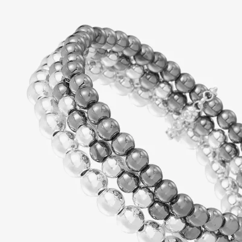 Liz Claiborne Two Tone Beaded Stretch Womens 3-pc. Bracelet Set