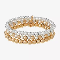 Liz Claiborne Two Tone Beaded Stretch Womens 3-pc. Bracelet Set
