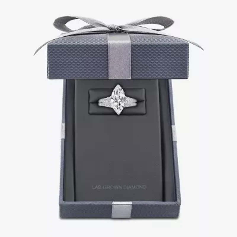 Grown Gorgeous (F,Vs2) Womens 3 5/8 Ct. T.W. Lab White Diamond 14K Gold or Platinum Marquise Side Stone Bridal Set