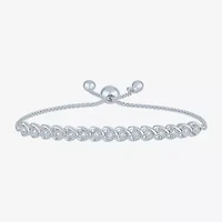 Heart (Gh / Si2 I1) Womens 1/10 CT. T.W. Lab Grown White Diamond Sterling Silver Heart Bolo Bracelet