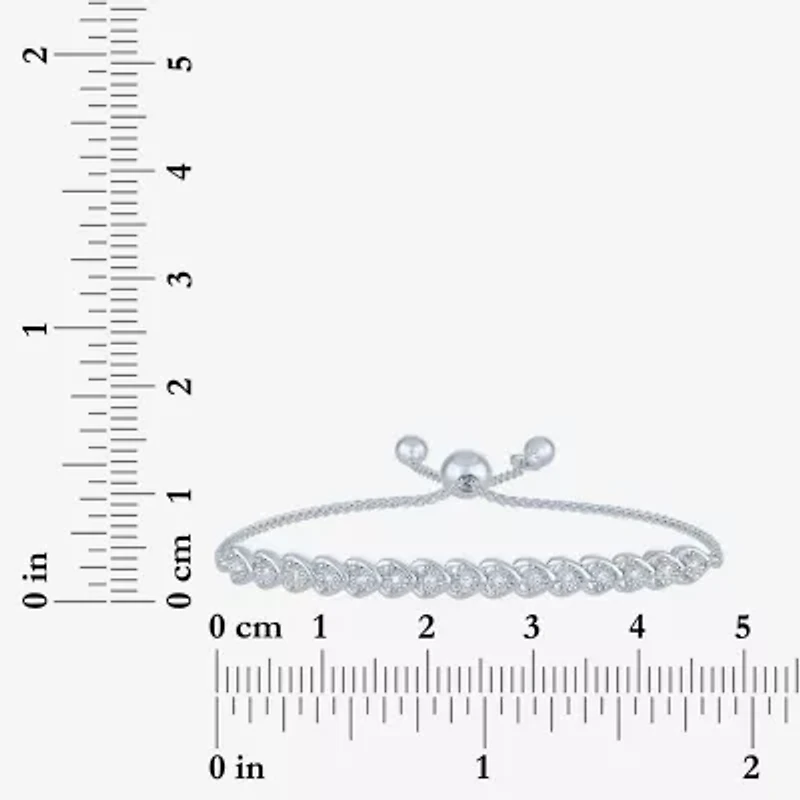 Heart (Gh / Si2 I1) Womens 1/10 CT. T.W. Lab Grown White Diamond Sterling Silver Heart Bolo Bracelet