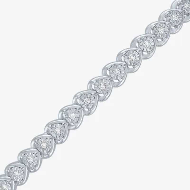 Heart (Gh / Si2 I1) Womens 1/10 CT. T.W. Lab Grown White Diamond Sterling Silver Heart Bolo Bracelet