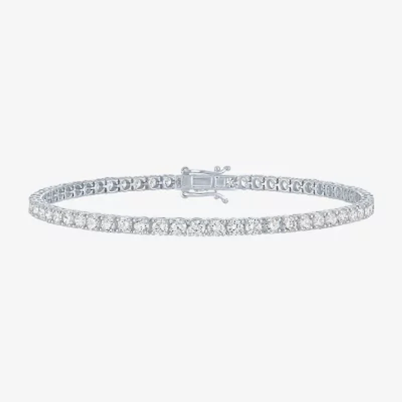 G-H, Si2-I1 Womens 5 CT. T.W. Lab Grown White Diamond Sterling Silver Round 7.25 Inch Tennis Bracelet