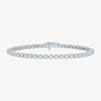 (G-H, Si2-I1) Womens 3 CT. T.W. Lab Grown White Diamond Sterling Silver 7.25 Inch Tennis Bracelet