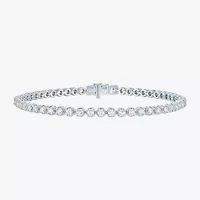 (G-H, Si2-I1) Womens 3 CT. T.W. Lab Grown White Diamond Sterling Silver 7.25 Inch Tennis Bracelet