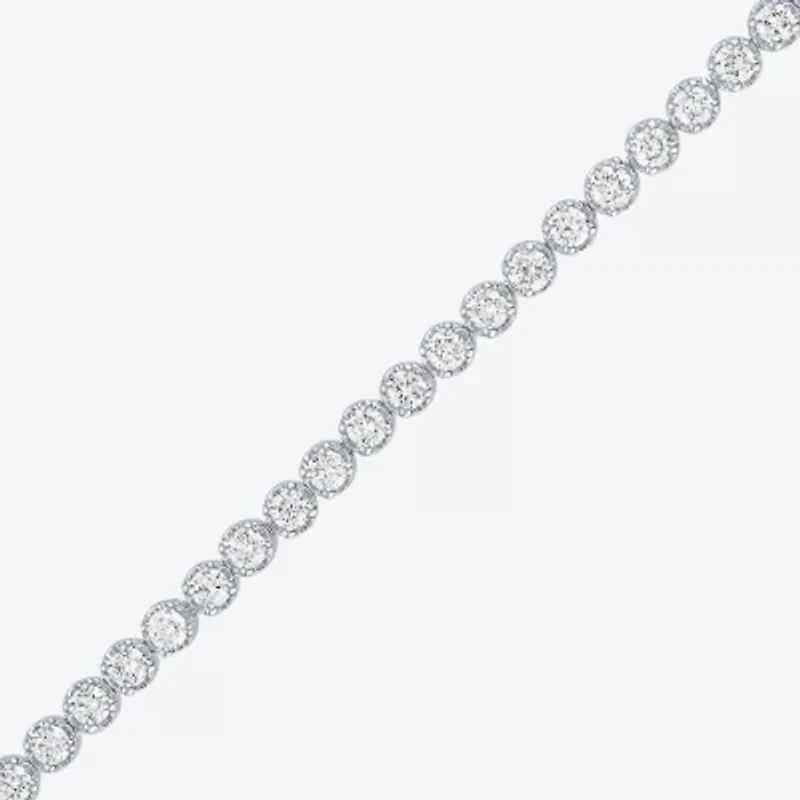 (G-H, Si2-I1) Womens 3 CT. T.W. Lab Grown White Diamond Sterling Silver 7.25 Inch Tennis Bracelet