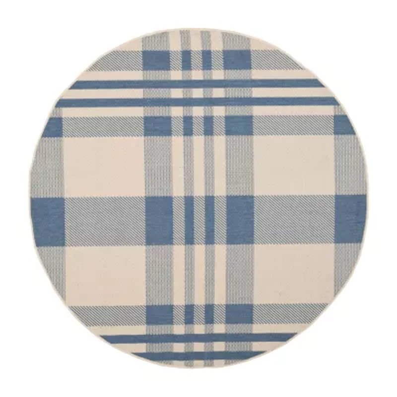 Safavieh Courtyard Collection Cori Plaid Indoor/Outdoor Round Area Rug