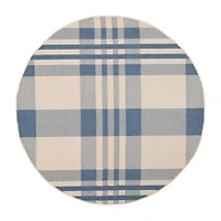 Safavieh Courtyard Collection Cori Plaid Indoor/Outdoor Round Area Rug