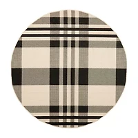 Safavieh Courtyard Collection Cori Plaid Indoor/Outdoor Round Area Rug