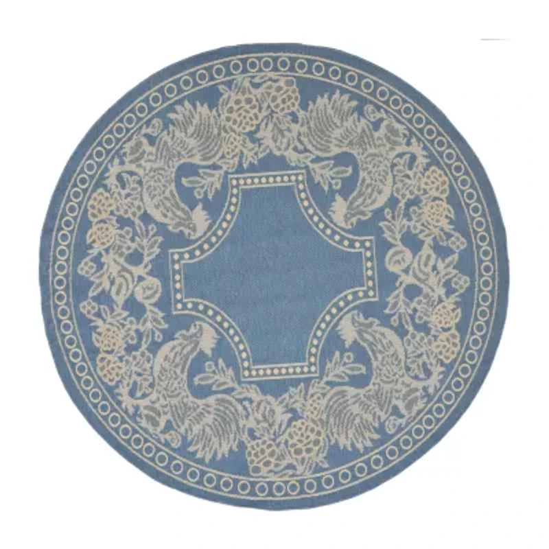 Safavieh Courtyard Collection Kestrel Oriental Indoor/Outdoor Round Area Rug
