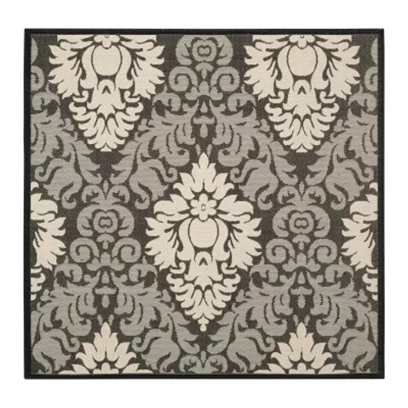 Safavieh Courtyard Collection Louise Damask Indoor/Outdoor Square Area Rug