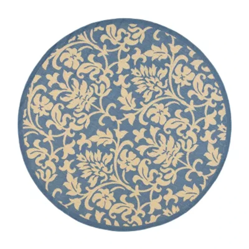 Safavieh Courtyard Collection Lyla Floral Indoor/Outdoor Round Area Rug