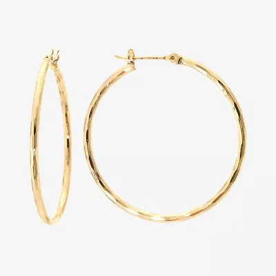 Silver Reflections 24K Gold Over Brass 40MM Diamond Cut  Hoop Earrings