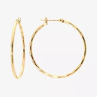 Silver Reflections 24K Gold Over Brass 40MM Diamond Cut  Hoop Earrings