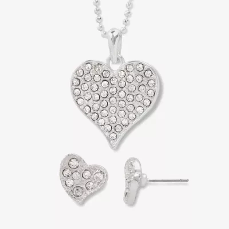 Mixit Womens Crystal Heart Hypoallergenic 2-pc. Jewelry Set