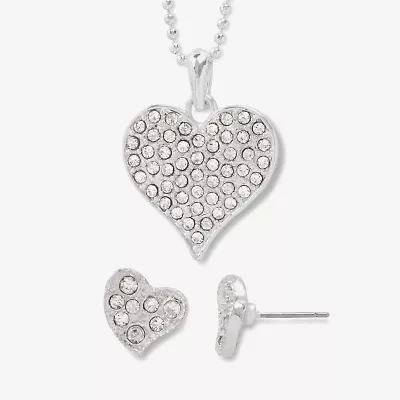 Mixit Womens Crystal Heart Hypoallergenic 2-pc. Jewelry Set