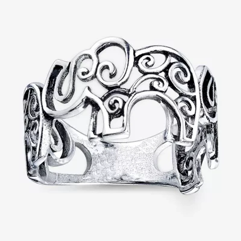 Footnotes Luck Elephant Womens Sterling Silver Band