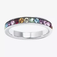 Sparkle Allure Womens Multi Color Crystal Pure Silver Over Brass Band