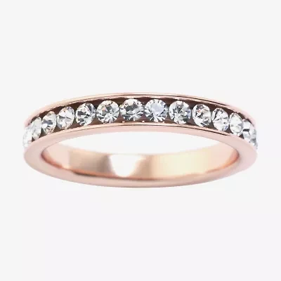 Sparkle Allure Womens 3MM Crystal 24K Rose Gold Over Brass Band