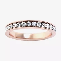 Sparkle Allure Womens 3MM Crystal 24K Rose Gold Over Brass Band