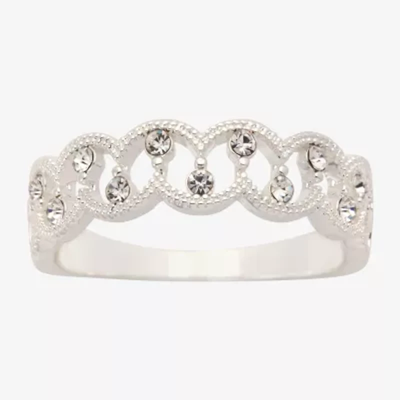 Sparkle Allure Womens 2.5MM Crystal Pure Silver Over Brass Hypoallergenic Band