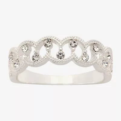 Sparkle Allure Womens 2.5MM Crystal Pure Silver Over Brass Hypoallergenic Band