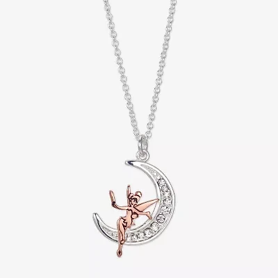Disney Classics Womens Crystal Pure Silver Over Brass Moon 18 Inch Pendant Necklace