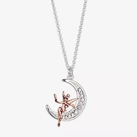 Disney Classics Womens Crystal Pure Silver Over Brass Moon 18 Inch Pendant Necklace