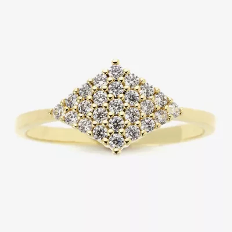 Sparkle Allure Womens White Cubic Zirconia 14K Gold Over Brass Hypoallergenic Promise Ring