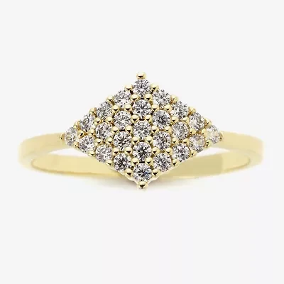Sparkle Allure Womens White Cubic Zirconia 14K Gold Over Brass Hypoallergenic Promise Ring