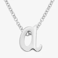 Itsy Bitsy Initial Womens Sterling Silver 17 Inch Pendant Necklace