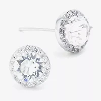 Sparkle Allure Austrian Crystal Halo Round Stud Earrings