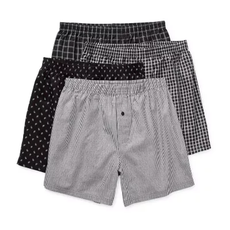 Stafford Woven Mens Big and Tall 4 Pack Boxers 306207